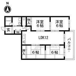 JR東海道・山陽本線 西大路駅 徒歩8分の賃貸マンション 3階4LDKの間取り