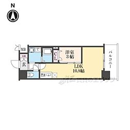ソルテラスKYOTO西大路　瑠 10階1LDKの間取り