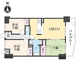 阪急京都本線 東向日駅 徒歩9分の賃貸マンション 4階3LDKの間取り