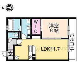 JR奈良線 木幡駅 徒歩12分の賃貸アパート 2階1LDKの間取り