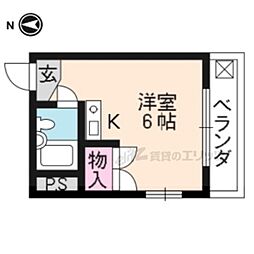京都市営烏丸線 くいな橋駅 徒歩9分の賃貸マンション 3階1Kの間取り