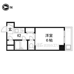 JR山陰本線 梅小路京都西駅 徒歩5分の賃貸マンション 5階1Kの間取り