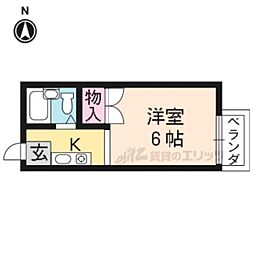 京阪本線 龍谷大前深草駅 徒歩4分の賃貸アパート 2階1Kの間取り