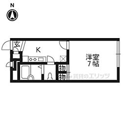 レオパレスＨＩＲＡＭＯＲＩ 2階1Kの間取り