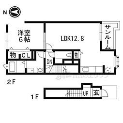 チェリーブラッサム 2階1LDKの間取り