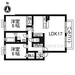 アリヴィオ・清涼 1階2LDKの間取り