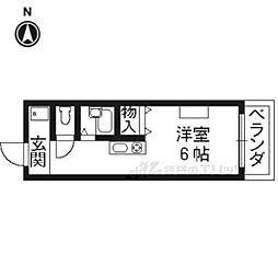 京阪宇治線 三室戸駅 徒歩5分の賃貸マンション 3階1Kの間取り