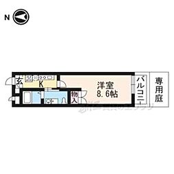 京都地下鉄東西線 椥辻駅 徒歩3分の賃貸マンション 1階1Kの間取り