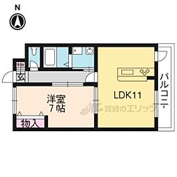 フレーヴァー七瀬川 5階1LDKの間取り