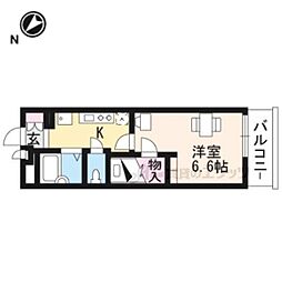 京阪本線 藤森駅 徒歩9分の賃貸アパート 1階1Kの間取り