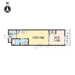 （仮称）LEI椥辻勧修 2階1LDKの間取り