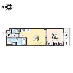 クリエオーレ滝ノ町 3階1LDKの間取り