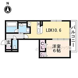 阪急京都本線 西向日駅 徒歩30分の賃貸アパート 2階1LDKの間取り