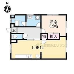 第1向日ハイツ 1階1LDKの間取り