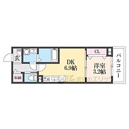 (仮称)ジーメゾン小栗栖クレフィエ 1DKの間取図画像