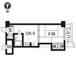 コスモST河原町 1DKの間取図画像