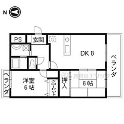 カサデ高ノ手 2LDKの間取図画像