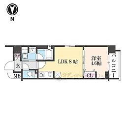 ベラジオ雅び東寺WEST 1LDKの間取図画像