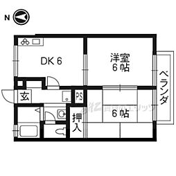 グランシャリオE棟 2DKの間取図画像