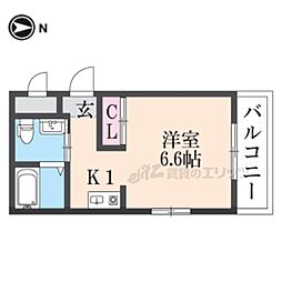 シティハウス丹波橋 1Kの間取図画像