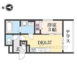 THE CITY京都醍醐 1DKの間取図画像