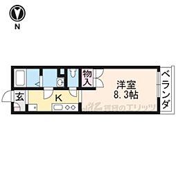 ガーネットレジデンス丹波橋 1Kの間取図画像