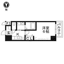 サムパティーク山科 1Kの間取図画像