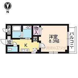 グリーンパス椥辻 1Kの間取図画像