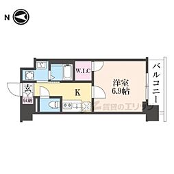 プラシード京都 1Kの間取図画像