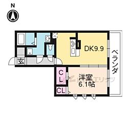 フローラ城南 1LDKの間取図画像