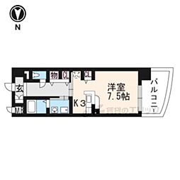 エグゼヴィラウェスト 1Kの間取図画像