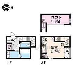 ハーモニーテラス西出町 1Kの間取図画像