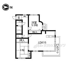 グランディア四ノ宮 2LDKの間取図画像