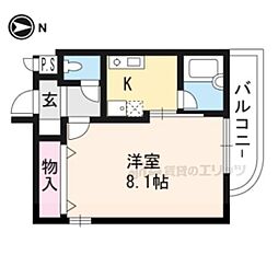 パレット 1Kの間取図画像