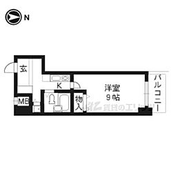 メロディーハイム松原 1Kの間取図画像