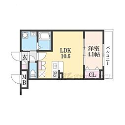 Vivace丹波橋 1LDKの間取図画像