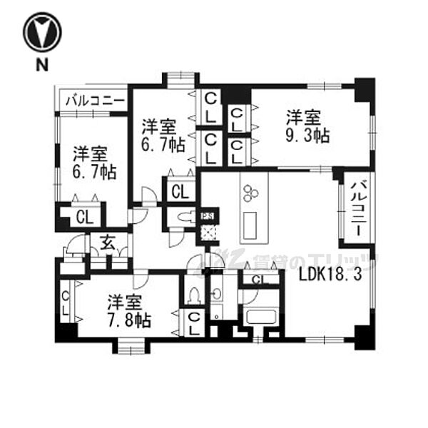 京都府京都市中京区丸屋町(賃貸マンション4LDK・4階・111.29㎡)の写真 その2