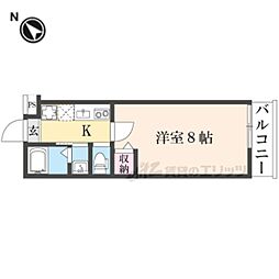 フォルトゥーナ鷹峯 2階1Kの間取り