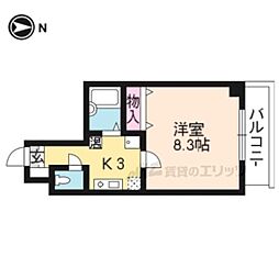 京都地下鉄東西線 二条駅 バス12分 乾隆校前下車 徒歩6分の賃貸マンション 3階1Kの間取り