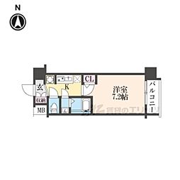 JR山陰本線 二条駅 徒歩15分の賃貸マンション 5階1Kの間取り