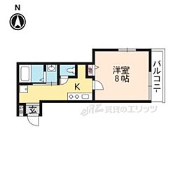 京洛マンション 3階1Kの間取り