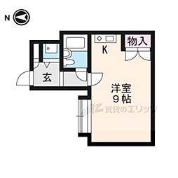 京阪本線 出町柳駅 徒歩6分の賃貸マンション 4階ワンルームの間取り