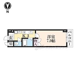 ウエストフィールド 3階1Kの間取り