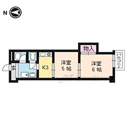 京都市営烏丸線 北大路駅 バス12分 紫野泉堂町下車 徒歩3分の賃貸マンション 4階2Kの間取り