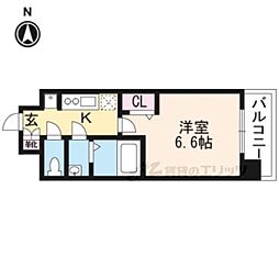 JR山陰本線 二条駅 徒歩18分の賃貸マンション 2階1Kの間取り