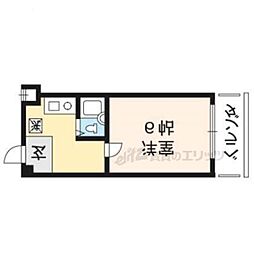 ピアレ下鴨 2階1Kの間取り