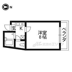 パープルゲート 1階1Kの間取り