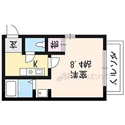 京都市営烏丸線 松ヶ崎駅 徒歩7分の賃貸マンション 2階1Kの間取り