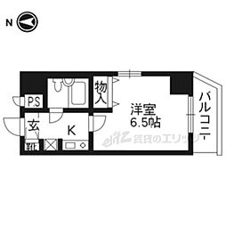ＤＥＴＯＭ−1西陣 3階1Kの間取り