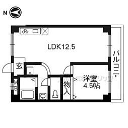 京都市営烏丸線 北山駅 徒歩5分の賃貸マンション 3階1LDKの間取り